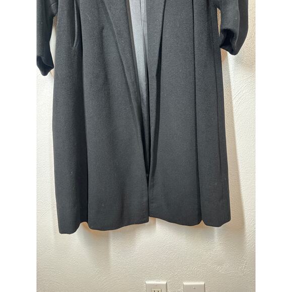 VTG 100% Chinese Cashmere Trench Coat M Black Ultra Soft Lined Luxury Minimalist - Picture 5 of 13